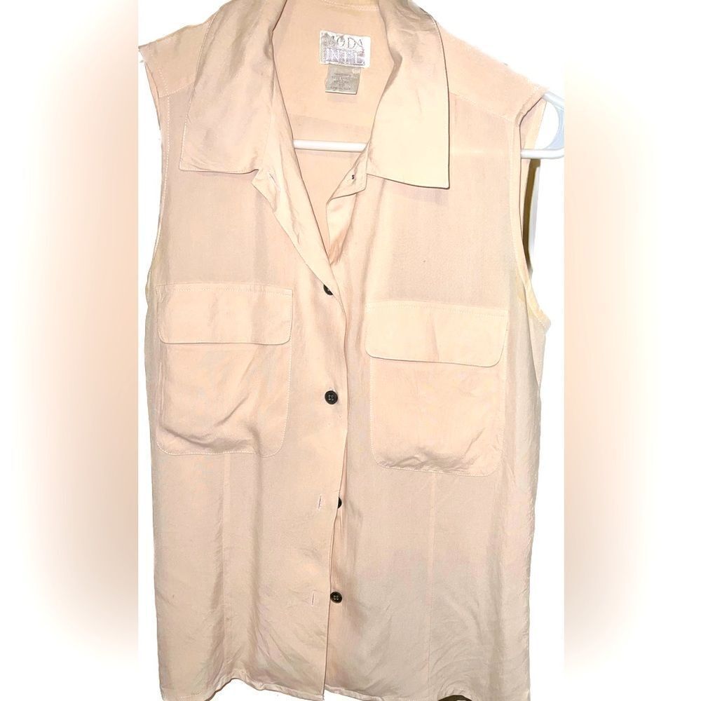 MODA INTL silk sleeveless top, pale pink, perfect under blazer!